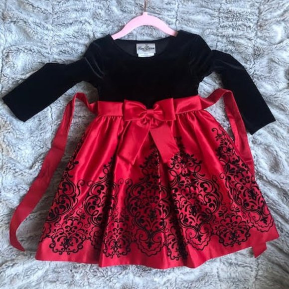 Rare Editions Red and Black Holiday Dress - Preowned excellent condition 3T - Picture 1 of 1
